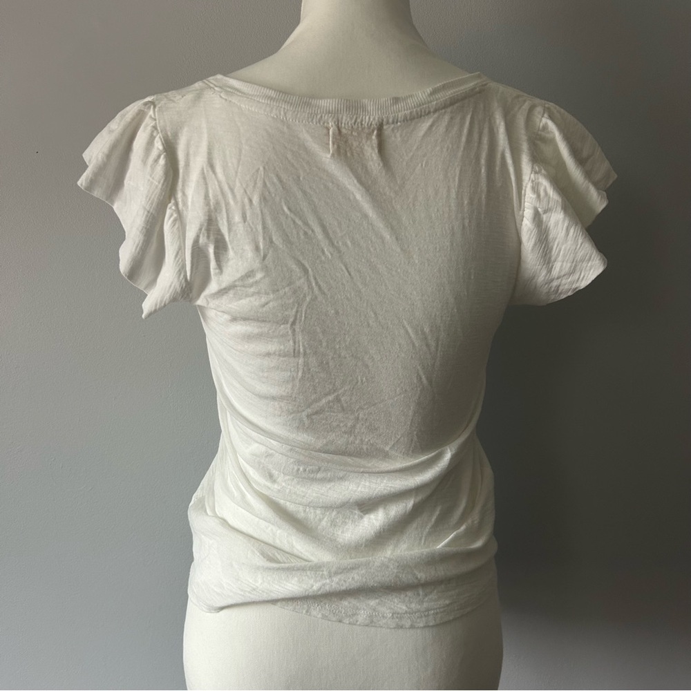 Nation LTD White T-Shirt Blouse Top Spring Closet Staple Pima Cotton Size Small - Picture 3 of 5